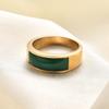 Anello Retro Europeo e Americano in Acciaio Inossidabile Verde Giada Occhio di Gatto per Donna