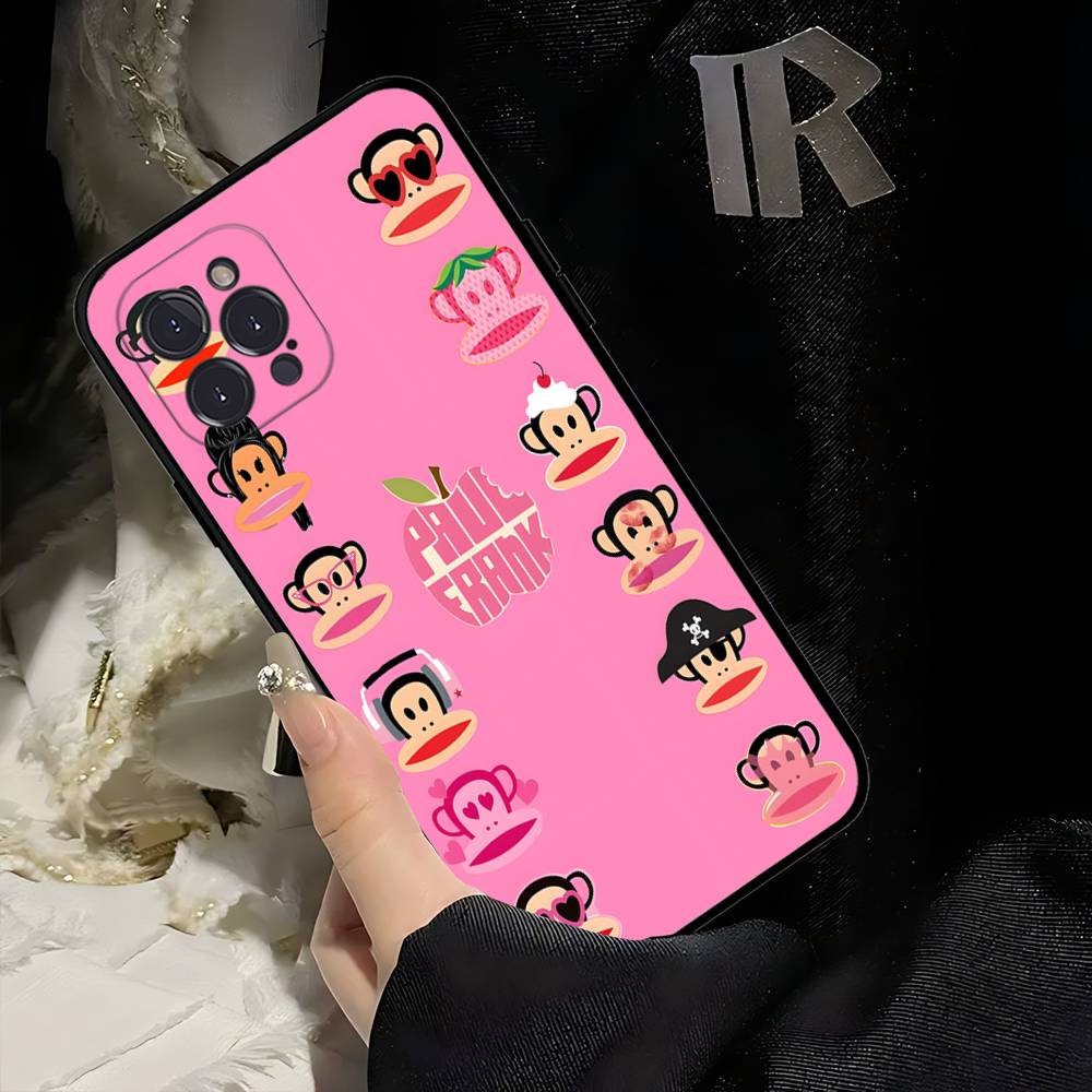 Fashion Logo P-Paul F-Frank Black Soft Phone Case For IPhone 16 15 14 13 11 12 17 Pro Max Mini Plus