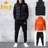 Men Women Spring and Autumn Solid Color Printed Hoodie 3 Piece Set Couple Hoodie + Vest + Pants Sportswear Set