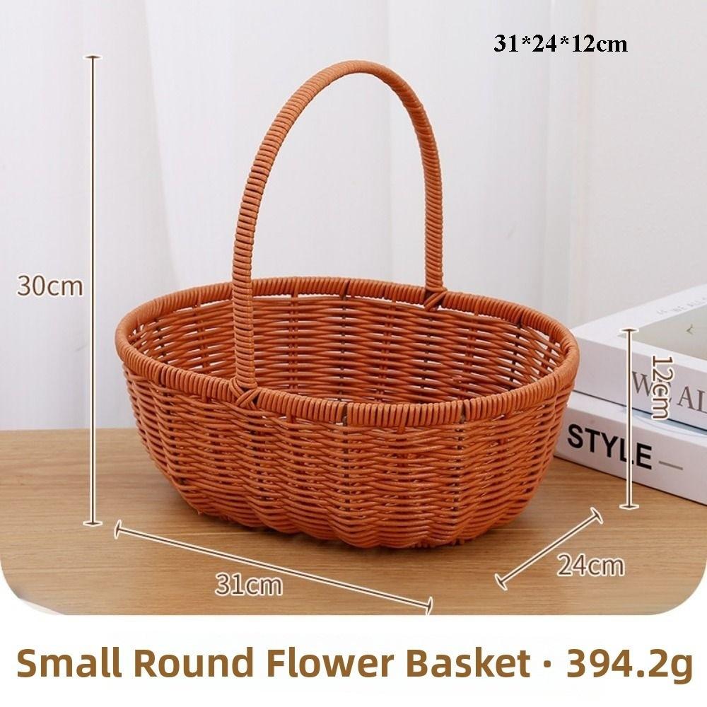 with Handle Imitation Rattan Storage Baskets Household Handwoven Home Decoration Braid Basket 8 Styles