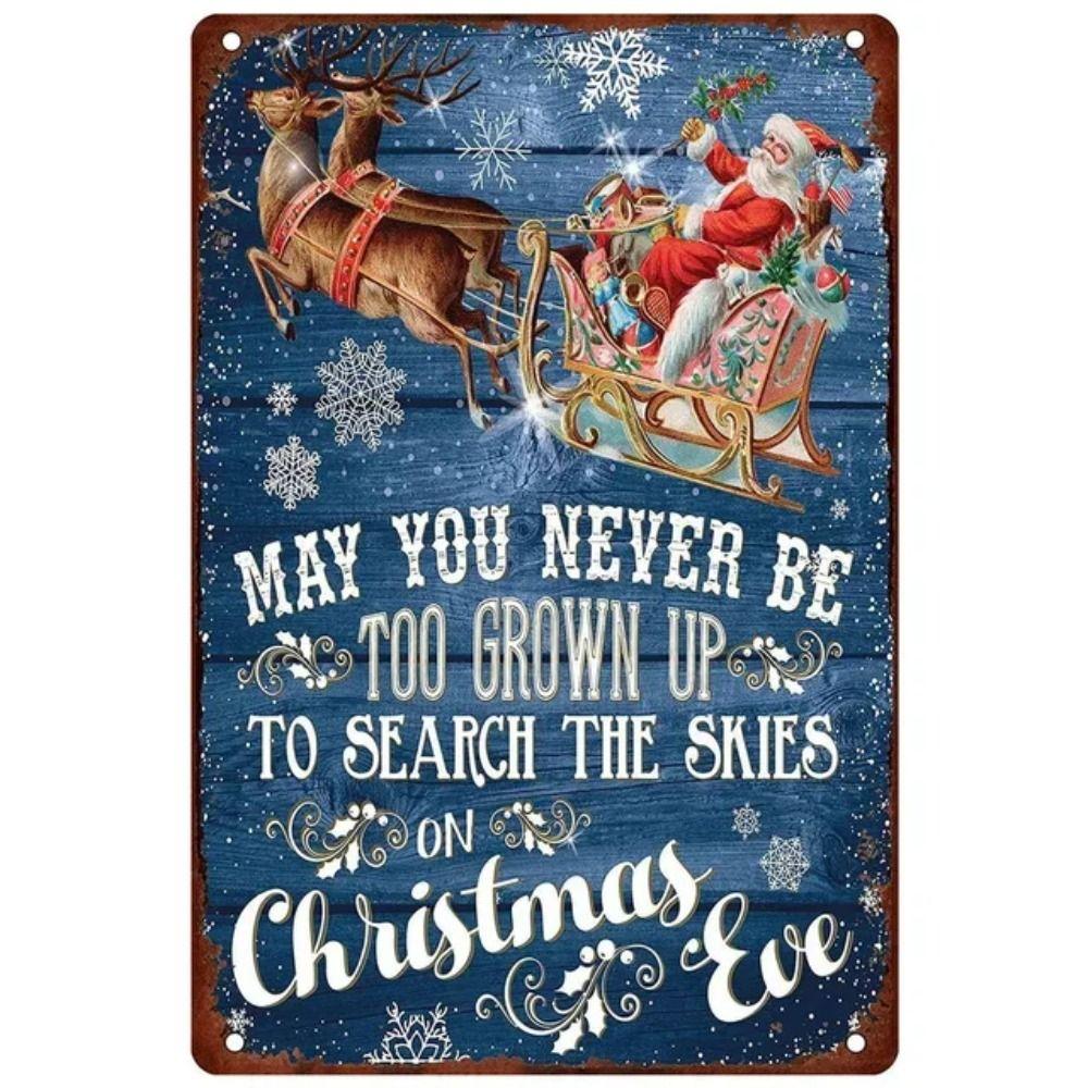 Merry Christmas Santa Metal Sign, Festive Holiday Wall Decor 20x30cm