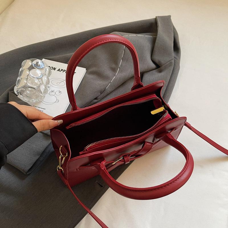 New high-end solid color retro temperament lady bag portable shoulder messenger women's bag