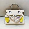 Skórzana torba Torba z kreskówkową uśmiechniętą buzią Mozaikowa lalka przenośna mała kwadratowa torba Jednoramienna listonoszka damska