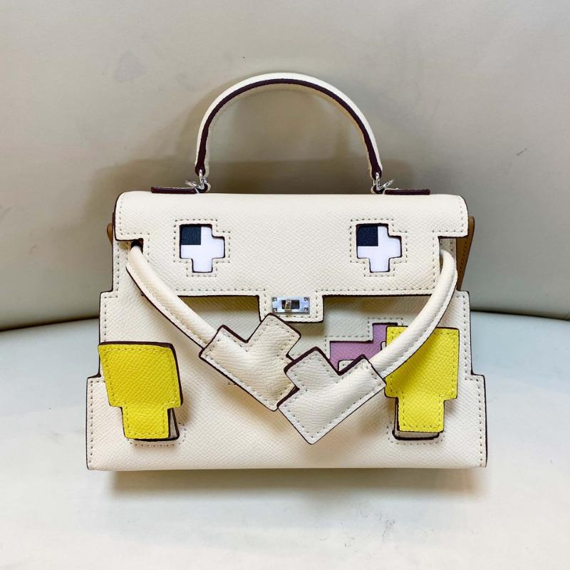 Geantă din piele Geantă cu față zâmbitoare de desene animate Geantă pătrată mică portabilă cu mozaic Geantă de umăr tip poștaș pentru femei