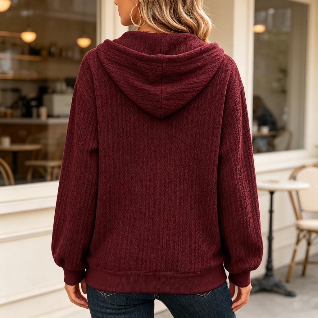 Women's Casual Hoodie Loose Fit Color Pullover