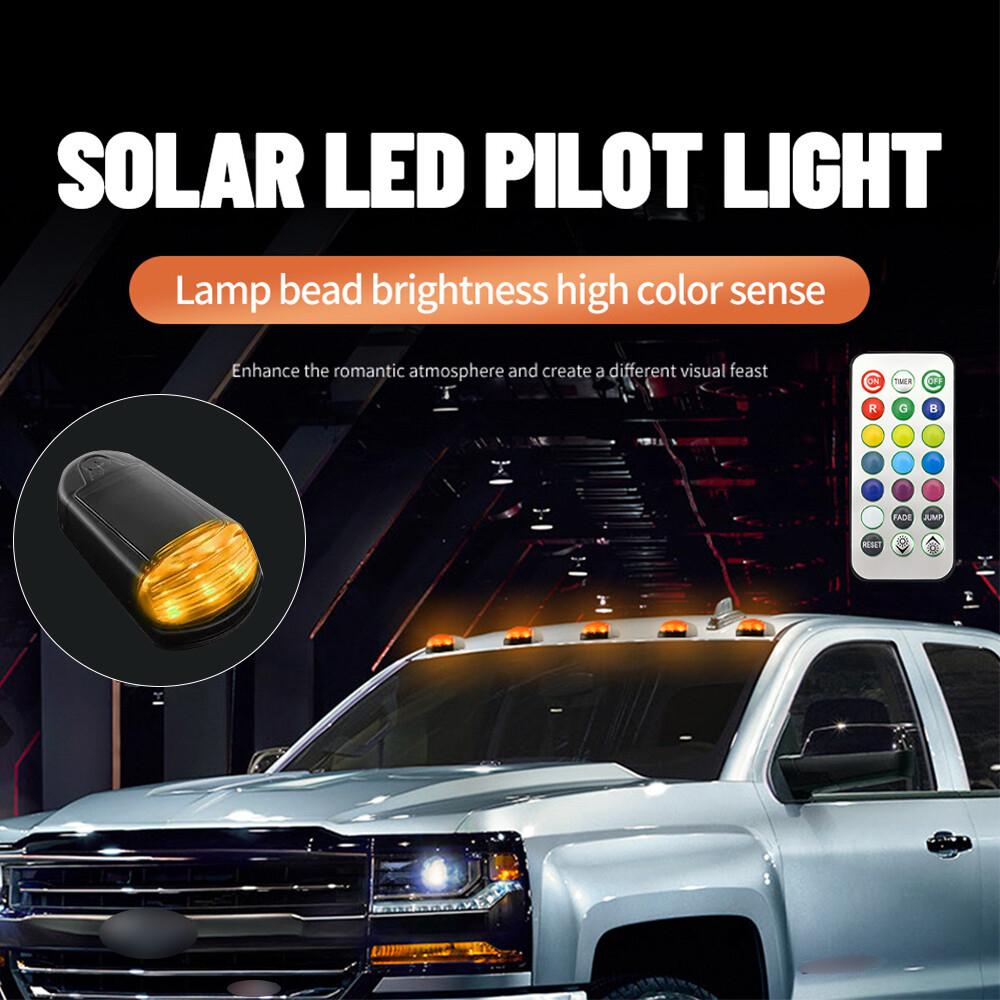 Solar Powered Cab Roof LED Lights 5pcs for Truck Trailer w/Remote
