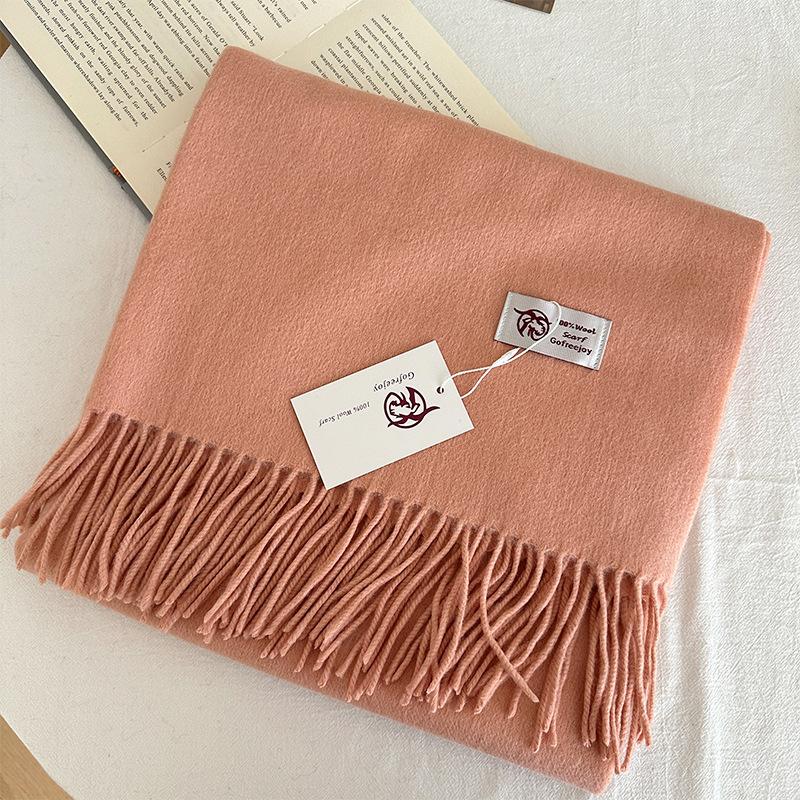 

Классический однотонный шерстяной шарф Зимний теплый шарф Мужской толстый двусторонний платок 200*70cm