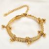 Stainless Steel Layered Bead Bracelet With 18K Gold Plating Geometric Round Charms Women Men