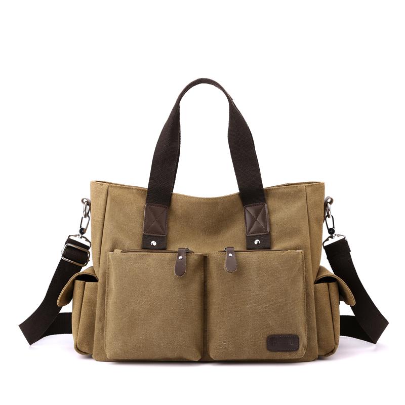 Canvas retro crossbody bag, handbag commuting bag, shoulder bag, work bag, large capacity handbag коричневый