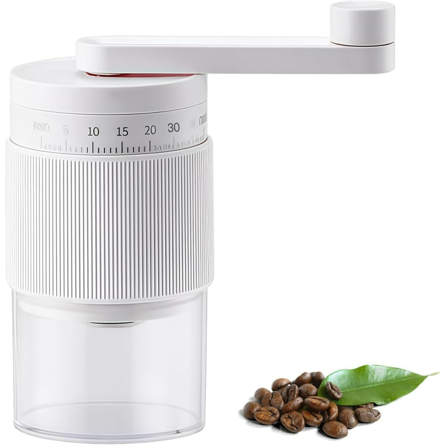 Manual Coffee Grinder - Coffee Bean and Spice Grinder With Ceramic Conical Burr & Detachable Handle for Espresso, French Press белый