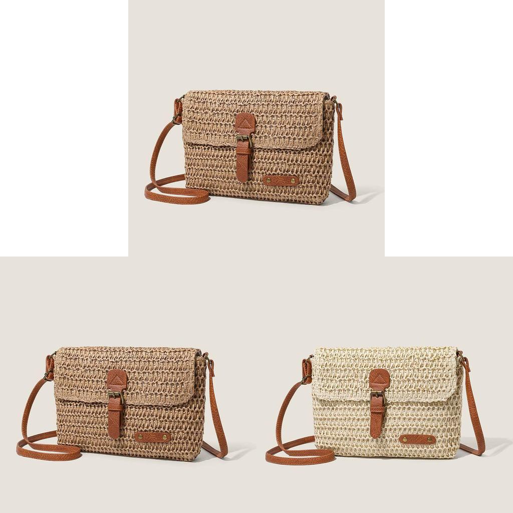 Vintage Woven Messenger Bag For Casual Travel With Cotton Strap