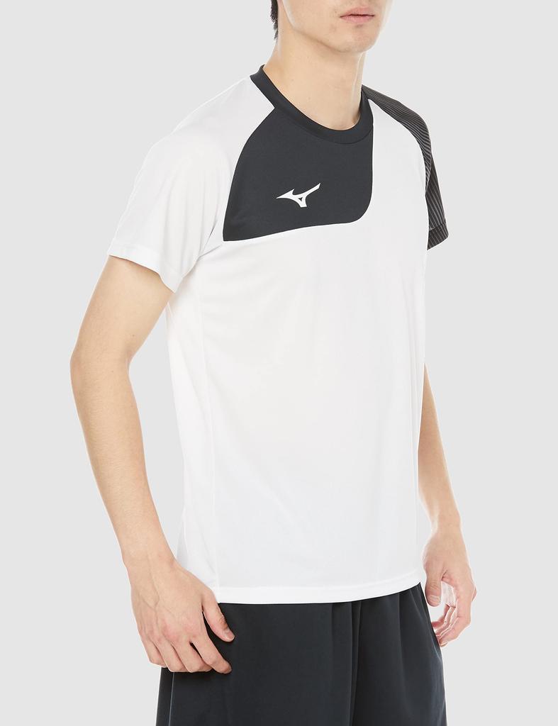 Mizuno Training Wear Short 32MAA120 T-Shirt, Sleeve, Moisture-Wicking, Quick-Drying, White, XS,