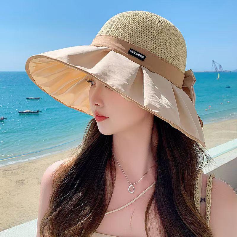 Hat sun hat sunscreen travel bucket hat sunshade face shade summer ultraviolet sun hat bow brim