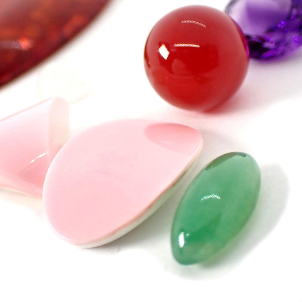 [Used] Amber, Sapphire, Conch Shell, Jade, Ruby, Etc. Loose Stones / J3-5