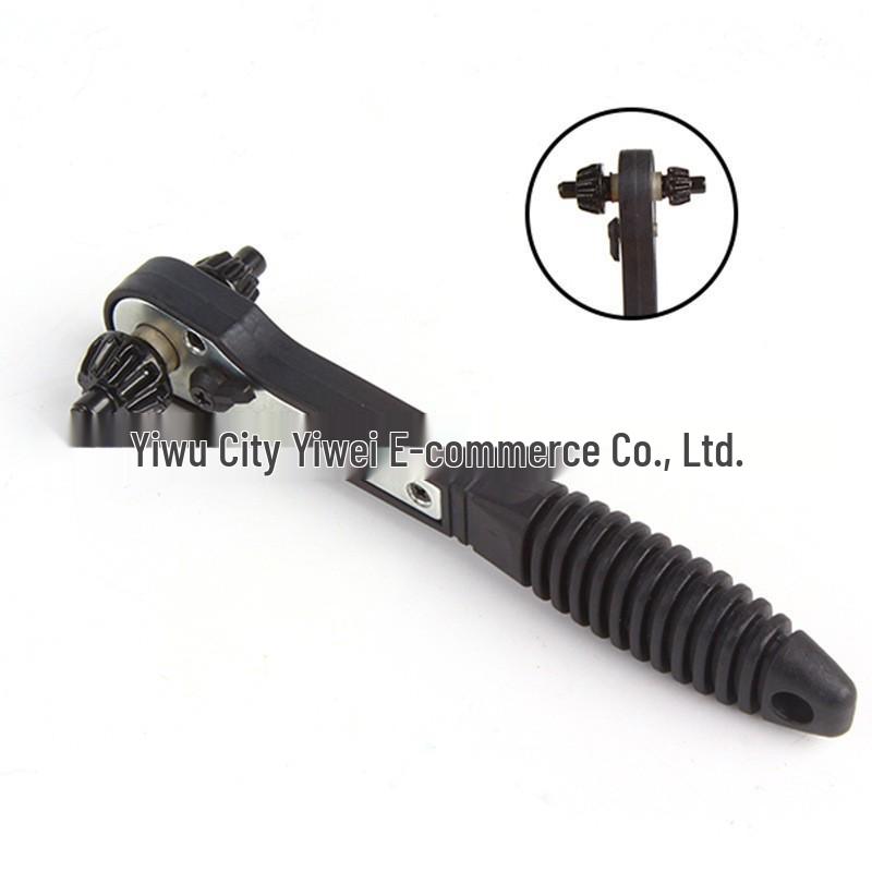 Dual-Use Two-Way Drill Chuck Key & Quick Ratchet Wrench (Black)