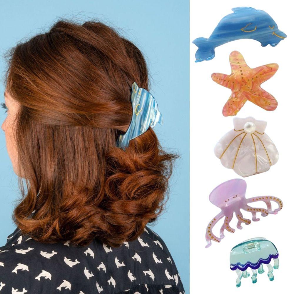 

Headdress Starfish Hair Clip Acetate Claw Clip Fashion Barrette Girls