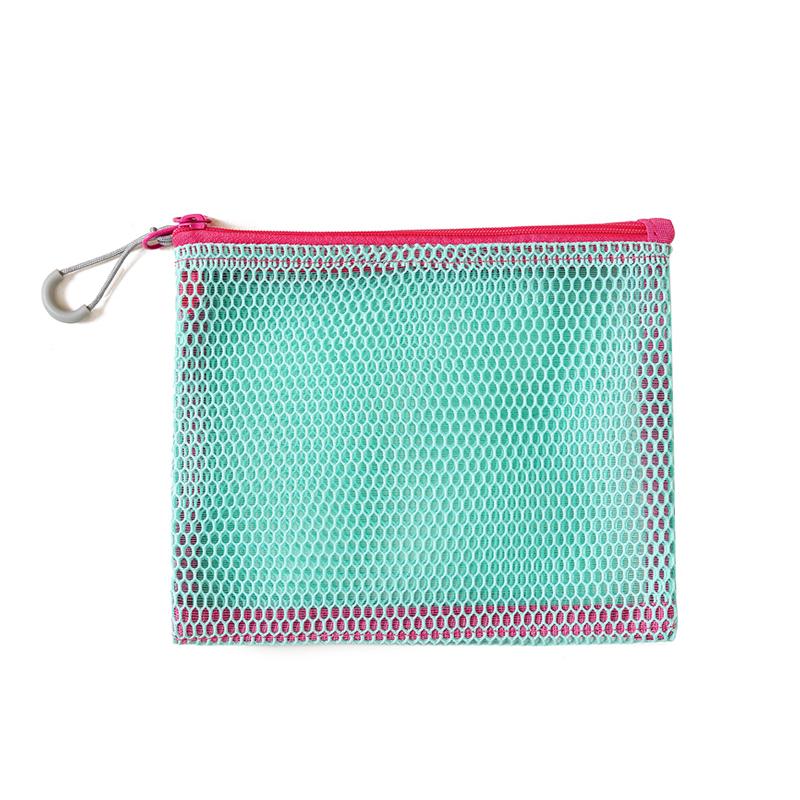 Double Zipper Mesh Storage Bag  Ultra Wear-proof Visible Double Layer Makeup Pouch Portable Travel Toiletry Bag with Handle