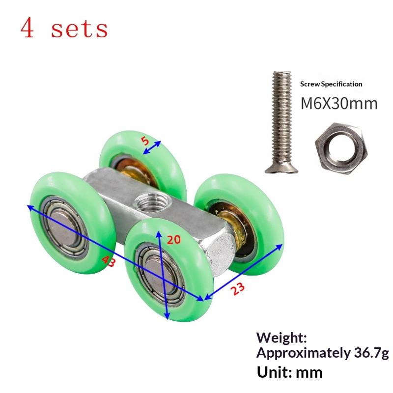 1/4Pcs Noise Reduction Shower Room Glass Wood Door With Clips Screw Sliding Door Pulley Roller Full Copper Bearing