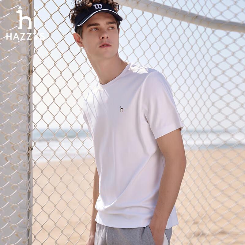 HAZZYS Men's 2025 Summer Pure Cotton Round Neck Short Sleeve T-Shirt
