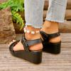 Mode Übergröße Damen Zehenfrei Keilsandalen Sommer Neue Plateau Knöchelriemen Sandalen für Damen Outdoor Casual High Heel Sandalen