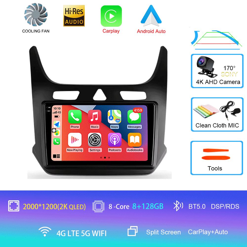 Car Radio Android 14 Carplay for Chevrolet Cobalt 2 2011-2018 Multimedia Video Player WIFI+4G GPS 2Din DVD Head Unit Stereo QLED