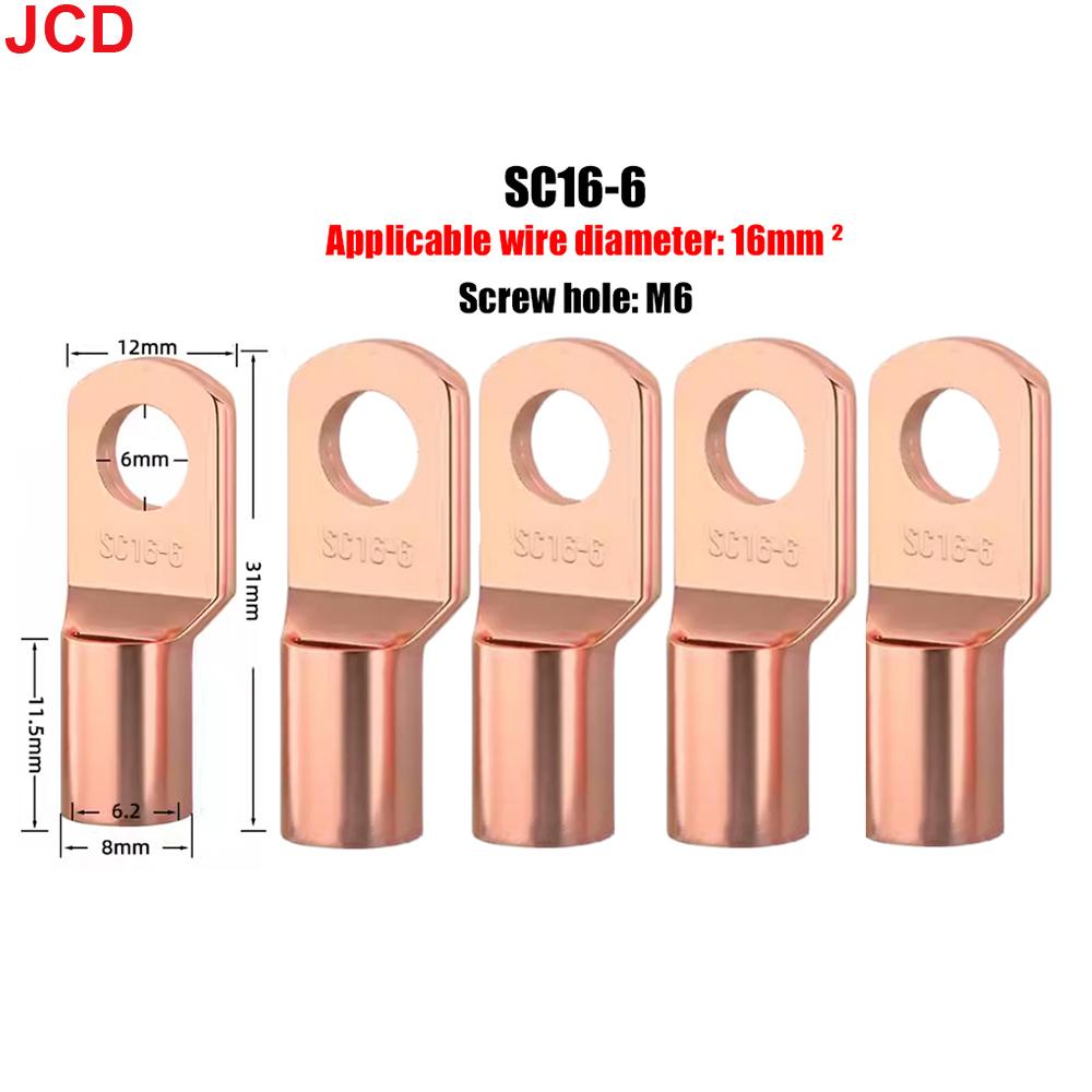 JCD 5/10/20pcs Copper Lug Ring Wire Connectors Bare Cable Electric Crimp Terminal SC4-6 SC6-6 SC6-8 SC10-6 SC16-6 SC16-8 SC25-8