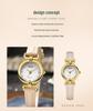 Gedi Retro-Style Women's Thin Quartz Watch with Cloth Pattern and Genuine Leather Strap