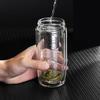 WANXIANG Double-Layer Glass Cup, Portable Tea Mug for Boyfriend, V17L Large Capacity 360ML Water Bottle with Filter for Business And Office Use