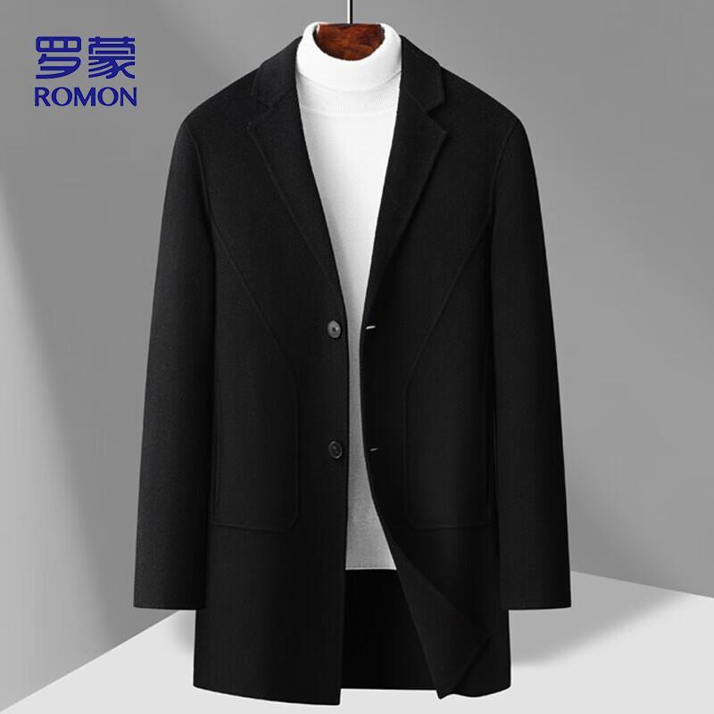 ROMON Men's MN302 Mid-Length Double-Faced Wool Blend Overcoat