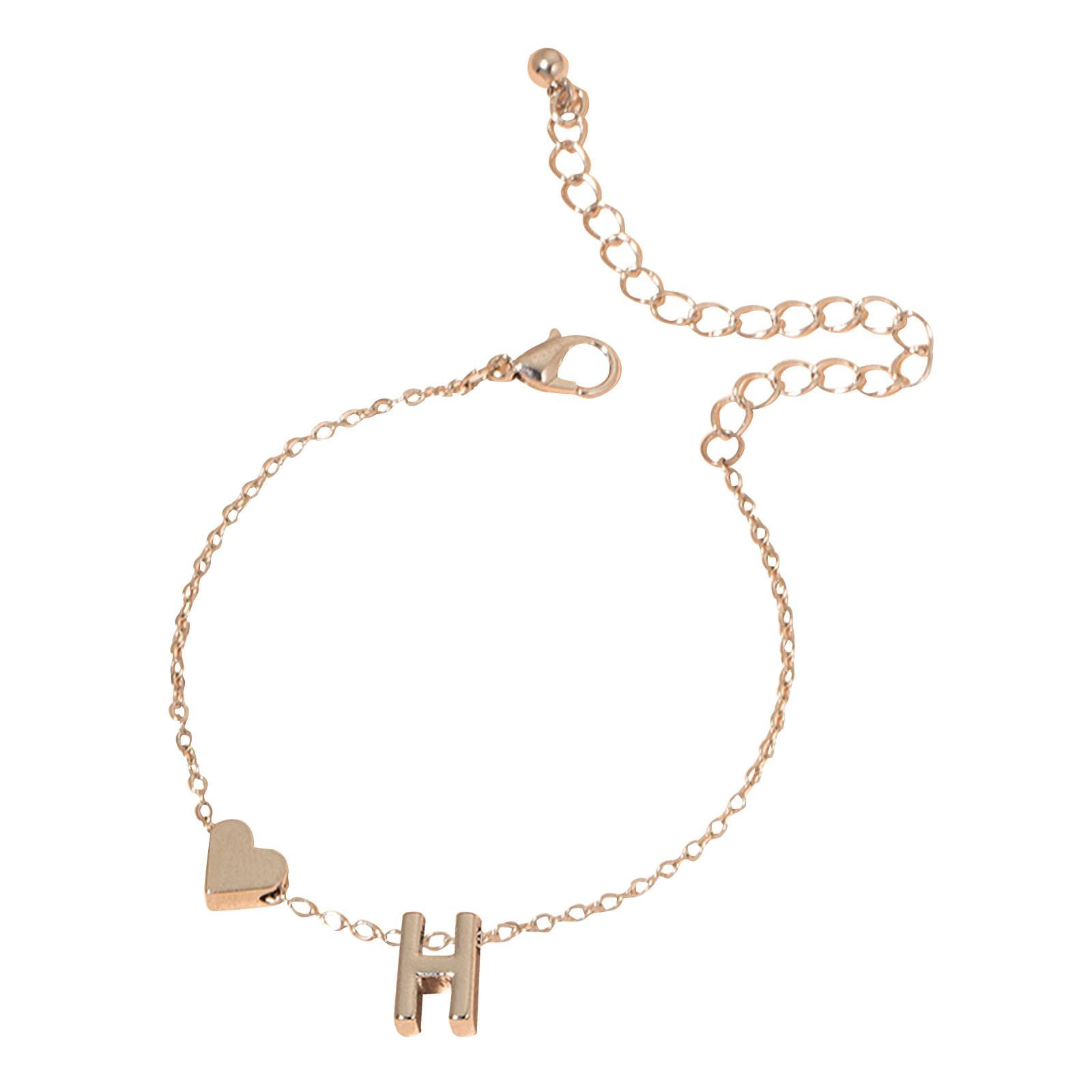 

Браслет с инициалами в форме сердца, браслет с буквами в форме сердца, персонализированный браслет с монограммой, 1 шт. One Size