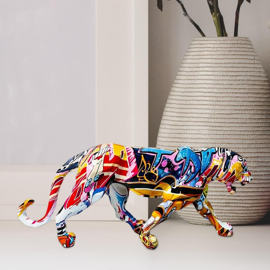 Leopard Statue Fashion Resin Craft Decorative Animal Statues Animal Statue for Home Cabinet Book Shelf Bedroom Decoration