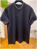 Heart Embroidery Women's European Style T-shirt - Short Sleeve, Loose Fit, Pure Cotton, 2025 Spring Collection