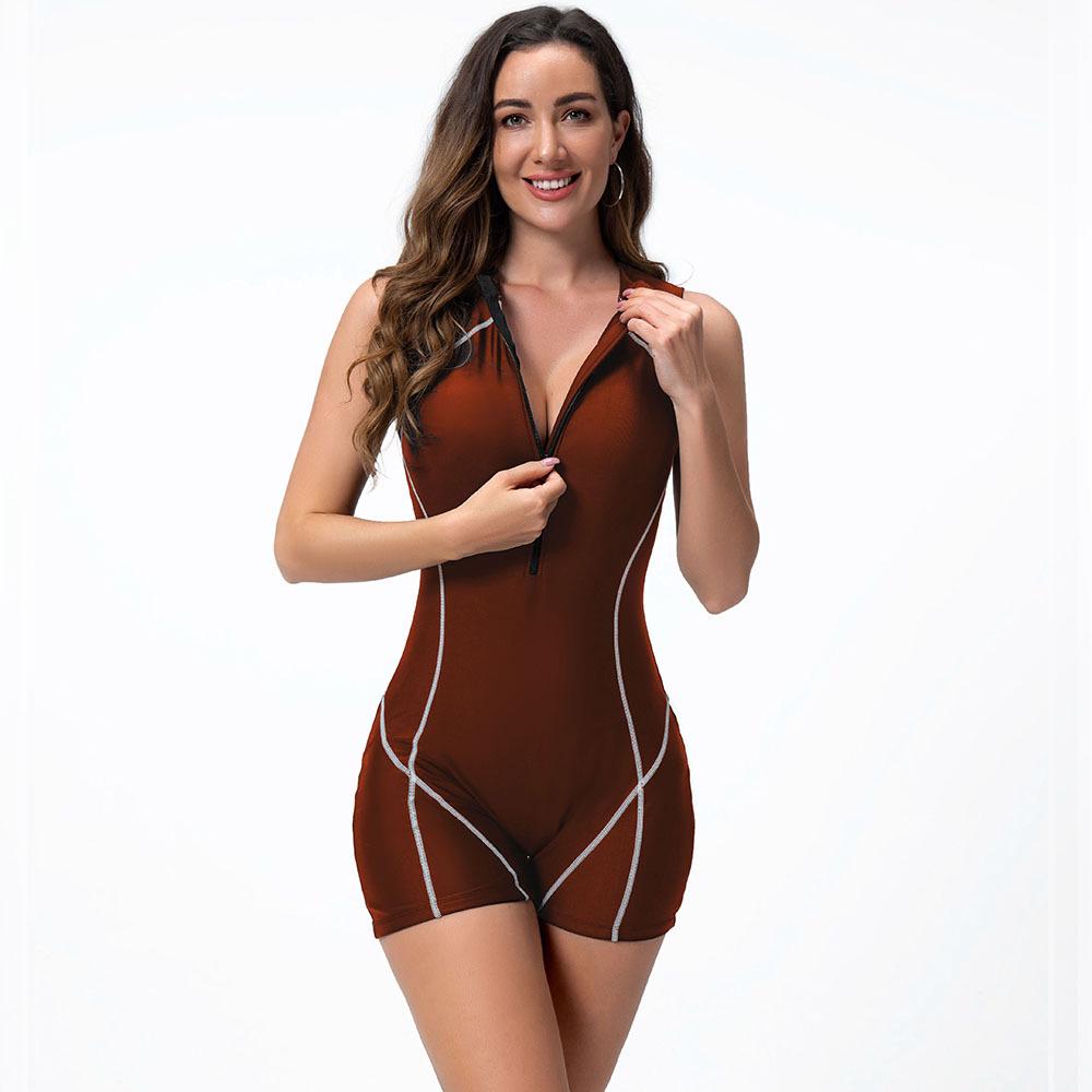 New European & American Women's One-Piece Surf Swimsuit - Zipper Diving Suit & Sportswear Jellyfish Design