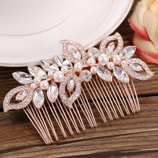 Elegant Lady Rhinestone Faux Pearl Hair Pin Comb Clip Wedding Bridal Headwear