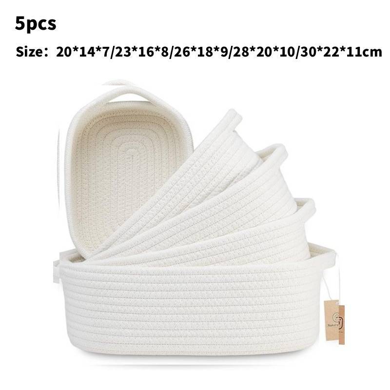 Cotton Rope Storage Basket With Multicolor Weave For Toy Organizers And Home Supplies