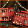 4Pcs Christmas Stainless Steel Cutlery Set Dessert Spoon Forks Christmas Gifts Elk Christmas Decoration Coffee Spoon Cutlery Set