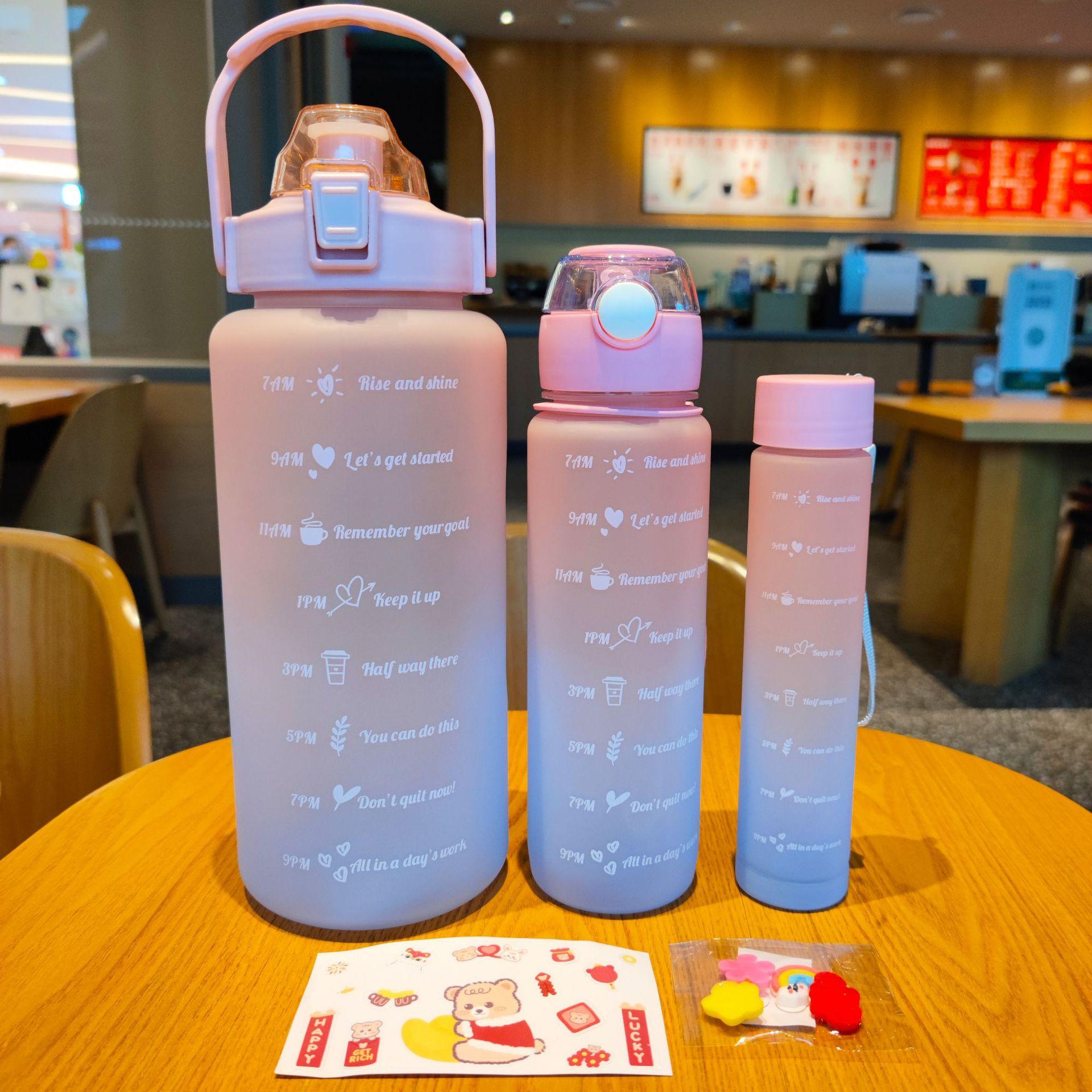 

Набор из 3 шт. градиентных спортивных бутылок для воды, портативные стаканы с трубочкой для путешествий на открытом воздухе, спортзала, фитнеса, посуда для напитков, подарок 300ML-700ML-2000ML