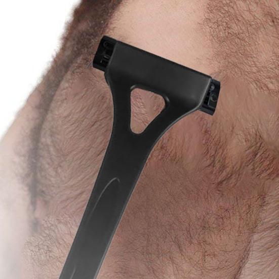 Men Back Shaver with 2 Heads Brush Folding Long Handle Bath Shower Back Hair Trimmer Manual Wet Dry Body Hair Remover Grooming Tools
