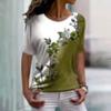 Women's T-shirt with short sleeves and large flower print