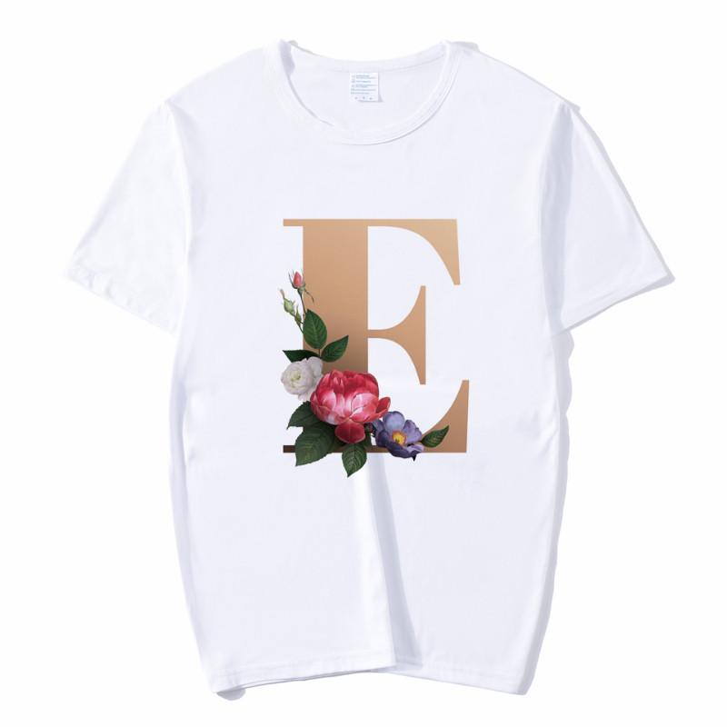 Summer A To Z 26 Alphabet Print Tshirt Cartoon Tees Women Streetwear Funny Casual T