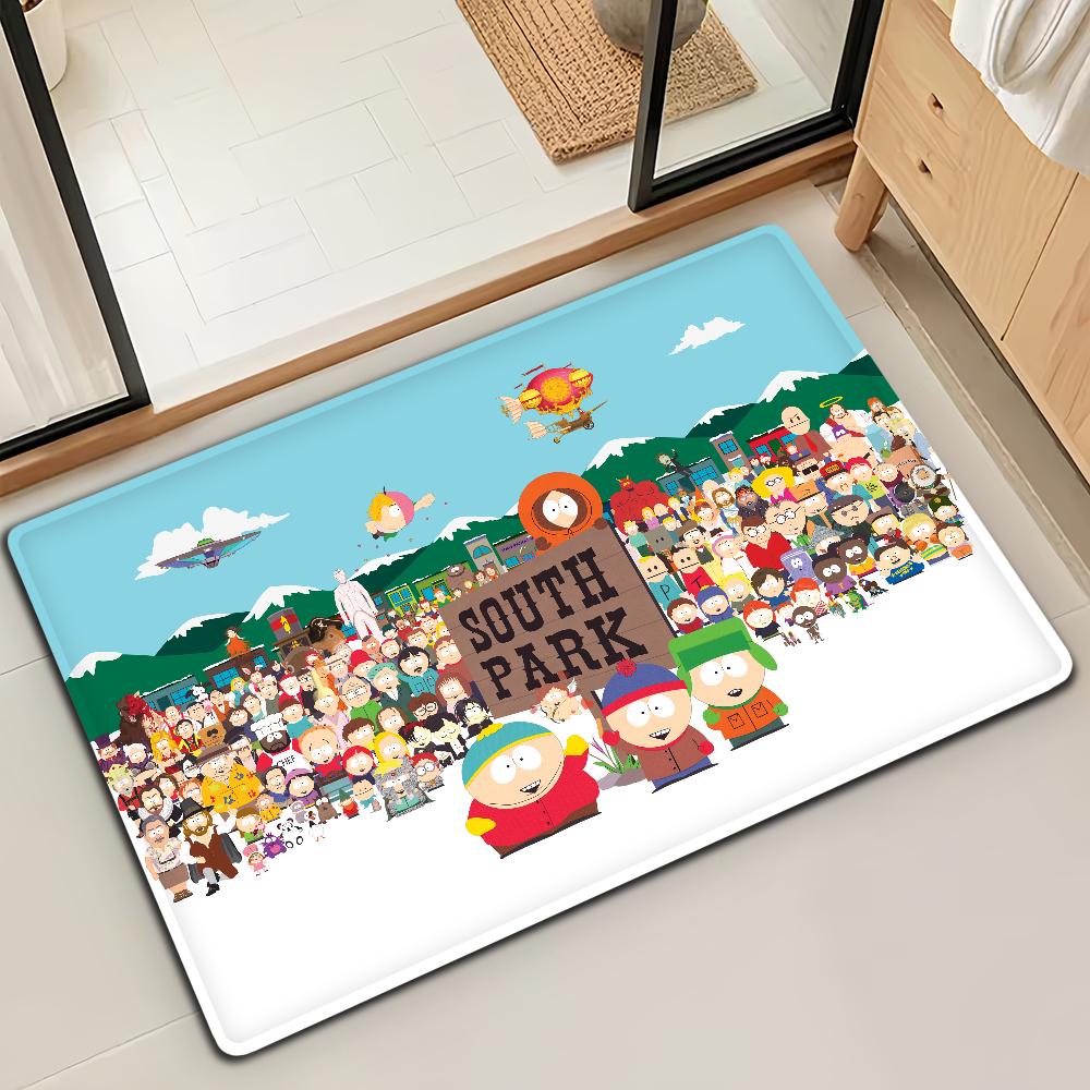 Cartoon S-SOUTH PARK Funny Door Mat Bath Microfiber Decorative Versatile Flannel Floor Mat Quick Dry Absorbent Non-slip Sole