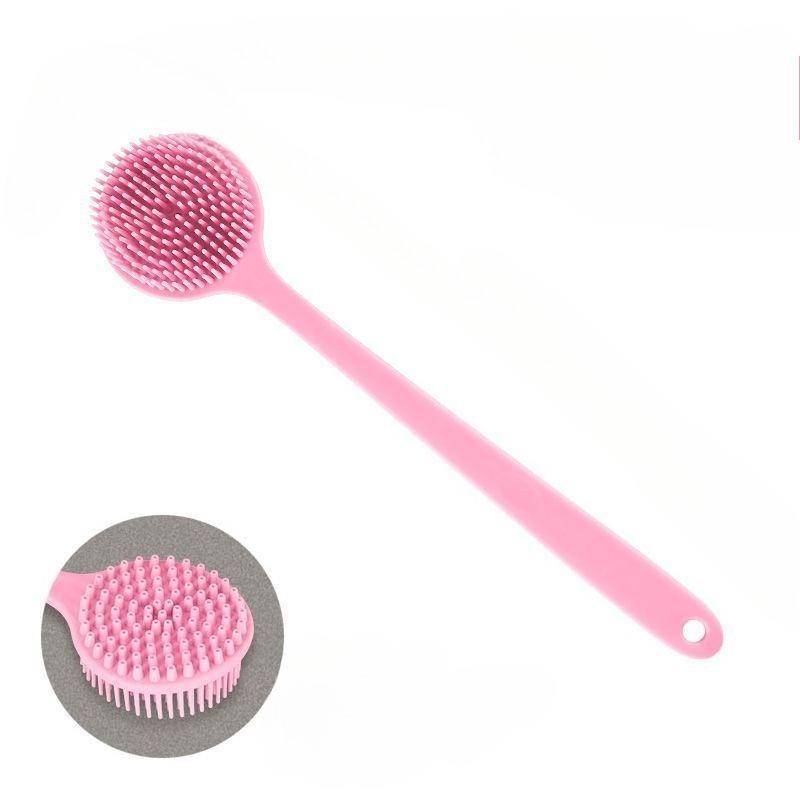 Silicone Back Scrub Brush Shower Long Handle for Deep Body Cleaning and Exfoliating Massage, Comfortable On Both  Sides