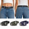 Adjustable Metal Buckle Nylon Waist Belt Full Metal Eyelet Eyelet Belt  Street Fashion