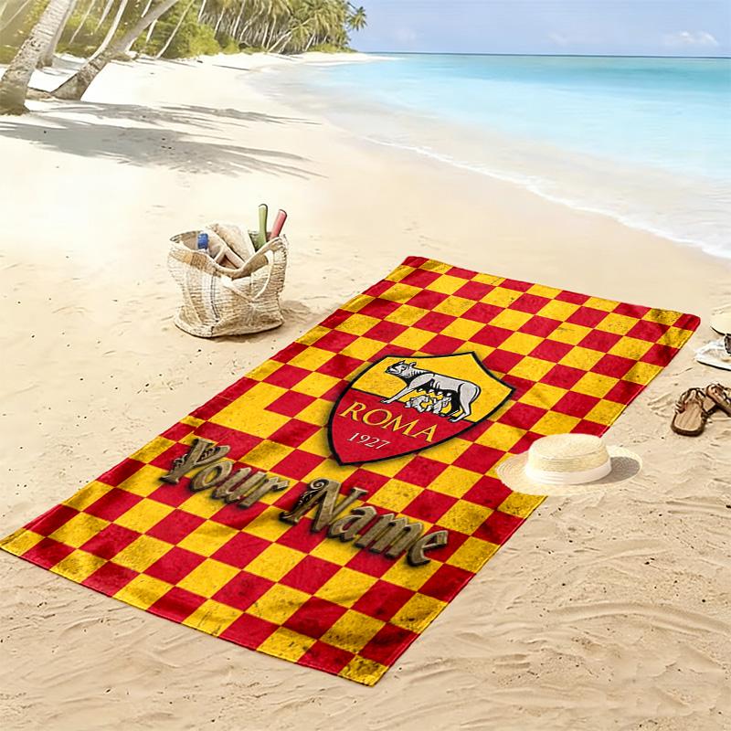 Name Custom AS Roma Logo Print Beach Towel, Large Soft Quick Dry Towel for Beach Camping Swimming