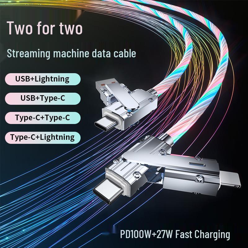 Four-in-One Luminous Fast Charging USB-C to Multi-Device Glowing Charger Cable