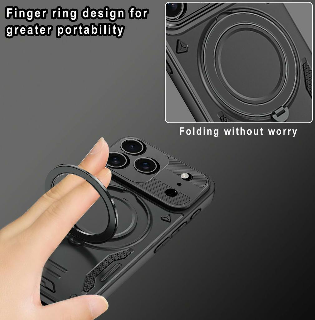 For iPhone 17 Pro Case Compatible with MagSafe Shockproof TPU + PC Phone Back Cover with Kickstand