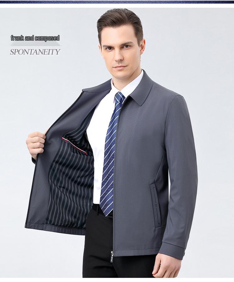 High-end Men's Lapel Jacket - 2024 Spring/Autumn Loose Fit Plus Size for Middle-aged & Elderly