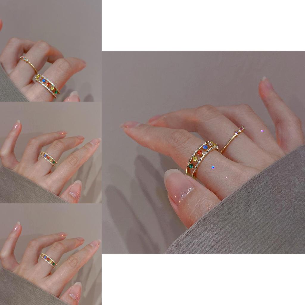 Fashionable And Unique Openfinger Ring For Women With Beautiful Colored Gemstones And Geometry
