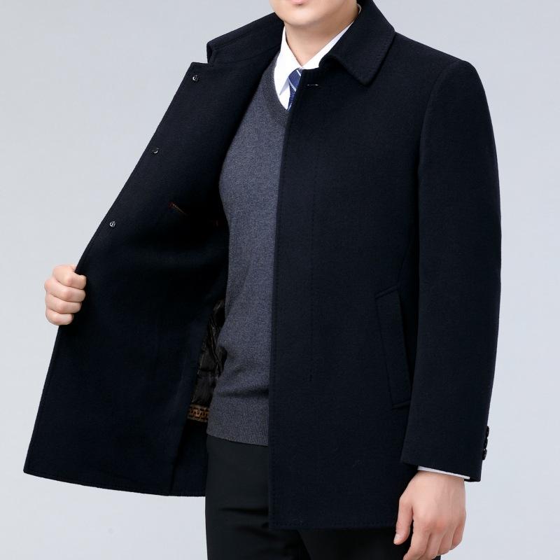 

Men s double-sided cashmere coat business casual dad wear removable liner jacket middle-aged and elderly non-iron winter tops 195