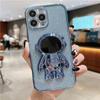 Fashion Glitter Astronaut Foot Stand Phone Case For iPhone 16 15 14 13 11 Pro XR Xs Max 12 Mini Plating Holder Cover On 7 8 Plus